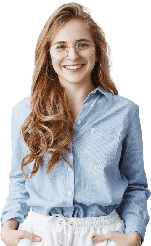 Smiling woman representing digital marketing services